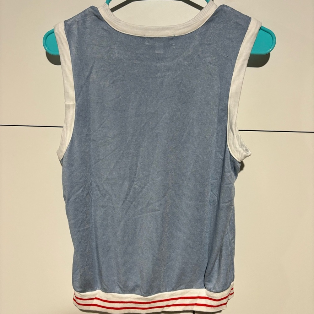 NWT P.J. Salvage Womens Tank Top Small Pajama Light Denim Blue Red RXRDTK New S - Picture 4 of 10